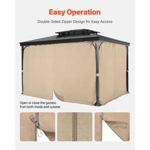 Tende per Gazebo da Esterno 12 X 10 X 7.3, 4 Pannelli Laterali, Accessori per Tenda Privacy con Cerniere di Ricambio per Gazebo 12 X 10 X 7.3 - Product Image 4