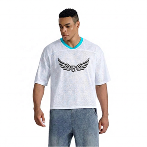 T-shirt pour homme à col en V blanc à manches courtes 100% polyester tricoté respirant décontracté couleur unie coupe classique - Product Image 4