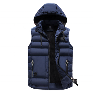 Veste en coton sans manches décontractée pour hommes, mode de rue haute, avec capuche amovible, fourniture en gros OEM d'hiver - Product Image 3