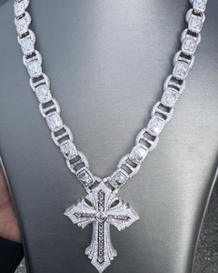 Collier pendentif croix de luxe en moissanite, design baguette glacé, finition or blanc, bijou hip-hop tendance, cadeau - Product Image 5