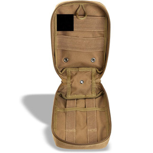 Premium Waterproof Striped Tactical Leather Medical Pouch with Zipper Closure and Polyester Lining Emergency First Aid Bag - Product Image 4