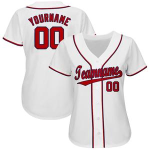 Camiseta de Béisbol Personalizada Blanca con Ribete Rojo, Cierre de Botones, Ropa de Equipo, Nombre y Número Personalizados, Venta al Por Mayor, OEM, Marca Privada, Ropa Deportiva - Product Image 2