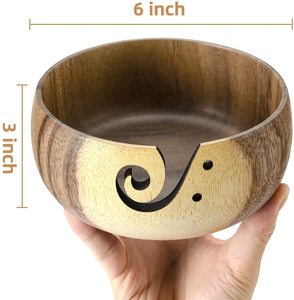 Bol à fil en bois fait main en gros avec couvercle, en bois naturel, pour le tricot et le crochet, rangement et organisateur de fil - Product Image 4