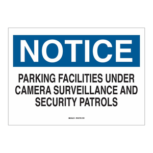 Panneau de signalisation de surveillance du stationnement Brady - Panneau de signalisation de sécurité intérieur/extérieur - Product Image 1