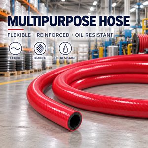 Manguera Trenzada de PVC Roja Multiusos, Flexible, para Suministro de Agua, Transferencia de Aire, Tubería Industrial, Rollo de 100m, Distribuidor OEM, Duradera - Product Image 1