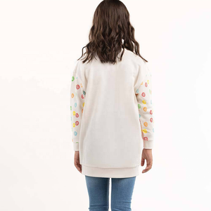 Sudadera extragrande pesada personalizada de algodón para niños pequeños, forro polar con diseño de bordado de flores, patrón sólido tejido - Product Image 4