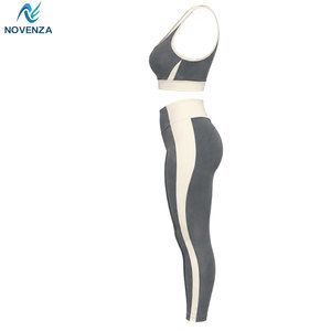 Conjunto de Yoga para Mujer, 2 Piezas, Cintura Alta, para Entrenamiento, Uso Diario, Cómodo, Tejido Elástico, Gimnasio, Fitness al Aire Libre - Product Image 3