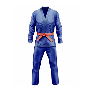 Kimono de karaté pour homme, 100% coton, bleu, coupe classique, respirant, uniforme d'arts martiaux pour adulte, tenue d'entraînement - Product Image 2