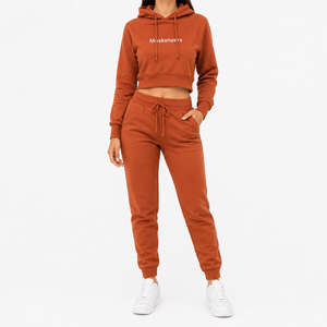 Conjunto Deportivo de Algodón Vintage con Logotipo Personalizado y Bordado de Encaje para Mujer, con Ribete, Cierre de Cremallera, 2 Piezas, para Invierno - Product Image 6