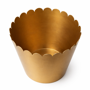 Pot de fleurs décoratif moderne en métal doré à bords festonnés, pot de fleurs d'intérieur de luxe, porte-plantes de table, décoration pour la maison et le salon - Product Image 3