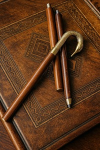 Bâtons de marche rustiques modernes en bois naturel écologique avec poignée en laiton poli, idéaux pour les cadeaux - Product Image 3