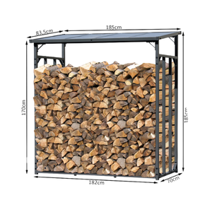 Support à bois de chauffage en aluminium avec protection contre les intempéries, pour l'intérieur, dimensions 70x185x185cm, style classique PHU LINH, pour ensembles de jardin et foyer - Product Image 2