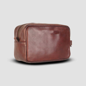 Genuine Leather Travel Toiletry Bag Zipper Crossbody <b>Pouch</b> Vintage Shoulder Cosmetic Bag for <b>Work</b> and School - Product Image 1