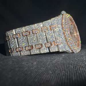 Reloj de Cuarzo de Lujo con Incrustaciones de Moissanita, Estilo Antiguo, para Hombre y Mujer, Correa de Acero Inoxidable, Resistente al Agua 5ATM - Product Image 1