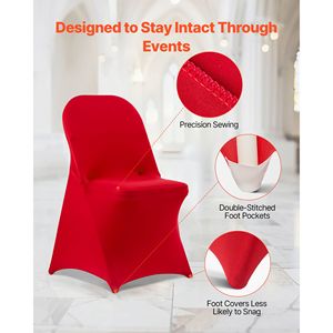 50 Pezzi Coprisedia Personalizzati in Poliestere Spandex Rosso, Elasticizzati per Matrimoni, Feste, Banchetti, Coprisedia con Fronte Piatto - Product Image 6