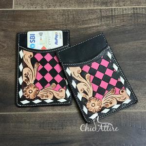 ซองใส่บัตรหนังแท้ทำมือลายตารางหมากรุกคุณภาพสูง ทนทาน สำหรับใช้ในชีวิตประจำวัน ผลิตตามสั่งจากโรงงาน - Product Image 1