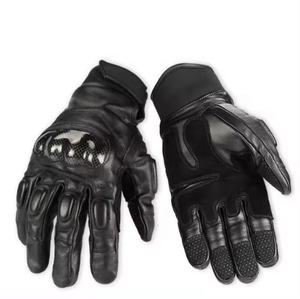 <b>Motorcycle</b> Full Finger Leather Gloves Carbon Fiber Lightweight Breathable Non-Slip Hand <b>Grips</b> Palm Guard Long Finger Motorbike - Product Image 2