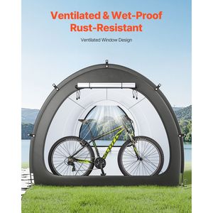 Tenda per Deposito Biciclette da Esterno Hi Outdoor con Finestra Ventilata, Riparo Spazioso e Impermeabile a Forma di Ventaglio per 5+ Biciclette - Product Image 6