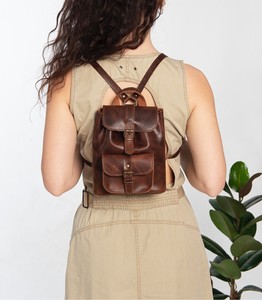 Custom Logo Genuine Leather Mini <b>Backpack</b> <b>Women</b> <b>Small</b> Cowhide Travel Rucksack Fashion Bag OEM Other <b>Backpack</b> Bag LSBP-0013 - Product Image 5