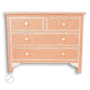 Coastal Style 4-Drawer <b>Chest</b> with Fishscale Pattern for Bedroom or Living Room <b>Storage</b> - Product Image 2