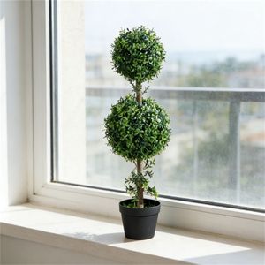 Set di 2 Alberi di Bosso Artificiali in Vaso, Piante Finte, Vegetazione Simulata - Product Image 1