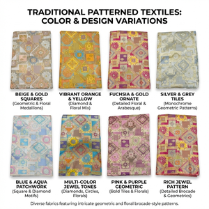 ผ้าไหมบรอกเคดหรูหรา ประดับด้วยลายทองคำแบบซารี  ทออย่างประณีต เหมาะสำหรับชุดเจ้าสาวและงานตกแต่งภายในแบบราชวงศ์ - Product Image 6