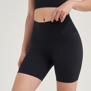 Mid <b>Waist</b> Solid Color Women's Bermuda Biker Shorts Breathable Knitted Spandex Polyester Regular Fit <b>Elastic</b> <b>Waist</b> - Product Image 2