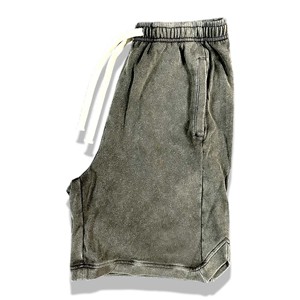 Shorts en denim gris pour femme, polyester/coton, taille haute, coupe classique, respirant, écologique, coupe-vent, poches brodées, vintage - Product Image 3