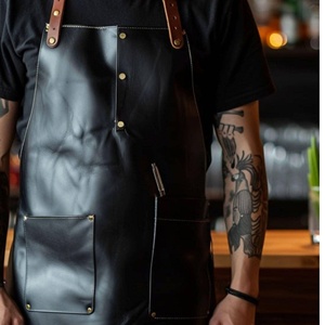 Adjustable Leather <b>Apron</b> with Multiple Pockets for Chef Barista <b>BBQ</b> Grill Premium Quality Bulk Wholesale Supplier LPN-0208 - Product Image 4