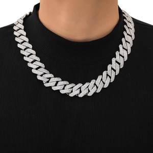 สร้อยคอเงินแท้ 925 ประดับเพชรเลี้ยงในห้องปฏิบัติการ ดีไซน์แบบ Cuban Link น้ำหนักเบา หรูหรา โดดเด่น - Product Image 1