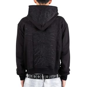 Sweat à capuche oversize noir personnalisé en molleton épais unisexe, style streetwear décontracté - Product Image 2