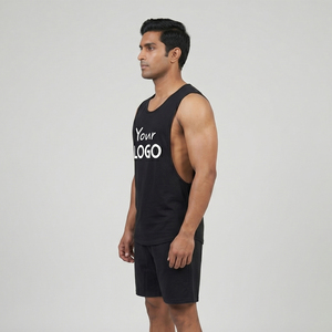 Camiseta Deportiva Personalizada de Color Sólido, Estilo Casual, con Logo, Sin Mangas, para Gimnasio, Fitness, de Algodón/Fibra de Bambú, Tejida - Product Image 2