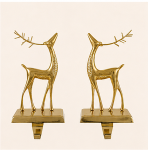 Elegant Gold Reindeer Christmas <b>Stocking</b> <b>Holder</b> For Mantel Heavy-Duty Metal <b>Stocking</b> Hanger For Fireplace Festive Tabletop - Product Image 5