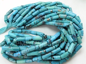 Blue Turquoise Smooth <b>Tube</b> Shape Beads 9 Inches 12x5-10x5MM Approx for Jewelry Making Loose Stones Wholesale - Product Image 5