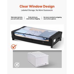 Contenitori portaoggetti sottolletto con coperchio trasparente 30,3 x 18,5 x 6,8 pollici, organizer per scarpe con ruote, comodo contenitore sottolletto con ruote - Product Image 4