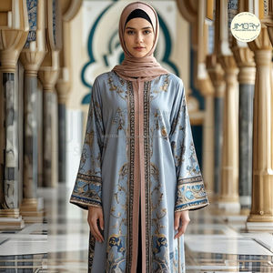 Vestido largo caftán estampado elegante 2025 personalizado al por mayor para mujer vestido caftán largo bohemio con cuello de pico holgado con patrones étnicos - Product Image 6