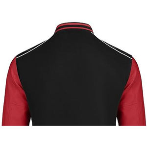 Veste universitaire noire et rouge pour homme, boutonnée sur le devant, coupe classique, style décontracté, col rabattu, matière polyester - Product Image 6