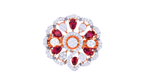 Bague de cocktail de luxe en or rose pour femme, avec rubis taille poire, bijoux de mode pour mariage - Product Image 6