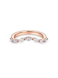 Bague de mariage incurvée avec diamants de laboratoire taille marquise 0,8 ct en or jaune, blanc, rose et platine 18 carats - Product Image 3