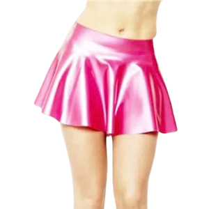 Women High Waist Shiny <b>PU</b> Pleated Mini <b>Skirt</b> Solid Color Flared Style All Seasons Wear - Product Image 6