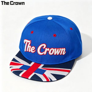 Custom Logo Union Jack Print 6 Panel Flat Brim <b>Cap</b> Wholesale Bulk Embroidered <b>Hat</b> Manufacturer - Product Image 3
