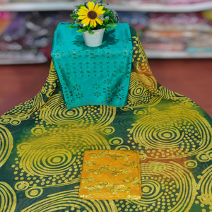 Robe de mariée tendance et écologique pour filles, avec tissu inférieur bicolore contrasté, look ethnique vibrant, 100% pour - Product Image 2