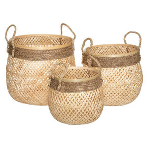 Panier en bambou vietnamien tressé à la corde, contenants de rangement, organisateur de cuisine, boîtes de rangement alimentaire pour emballage, décoration intérieure, bac de rangement - Product Image 3
