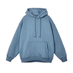 Sudadera con Capucha Extra Grande para Hombre, Color Sólido, Felpa, Informal, para Otoño, con Bolsillo Delantero, 100% Algodón, Estilo Tejido - Product Image 2