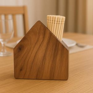 Porta Palillos de Madera Hecho a Mano con Forma de Casa, Organizador Decorativo de Palillos de Madera, Contenedor de Almacenamiento de Mesa para el Hogar - Product Image 6