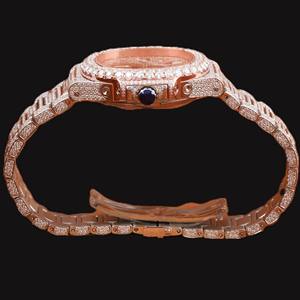 Reloj de Alta Calidad con Esfera Cuadrada y Características Clásicas, Dos Tonos, Totalmente Cubierto de Diamantes, Movimiento de Cuarzo, Diamante Moissanita, Estilo Hip Hop - Product Image 2