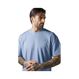 เสื้อยืดสวมหัวพิมพ์ลาย DTG สำหรับผู้ชายโอเวอร์ไซส์ไหล่ตกทรงหลวมแขนสั้นพอดีตัวทำจากผ้าฝ้ายเจอร์ซี่โลโก้ที่กำหนดเอง - Product Image 5