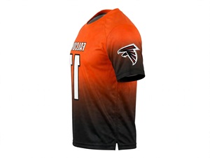 Maillot de football américain personnalisé pour hommes, respirant, à manches courtes, dégradé orange et noir, uniforme d'équipe, vente en gros de vêtements de sport - Product Image 5