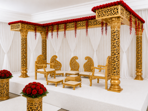 Outdoor South Indian Wedding Wooden Mandap Outdoor <b>Elephant</b> Theme Wedding Mandap Double Pole <b>Elephant</b> Base Wooden Mandap UK - Product Image 4
