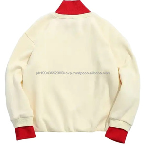Sudadera personalizada de lana con borde acanalado para cortar y coser, sudadera beige con cuello falso para hombre - Product Image 4